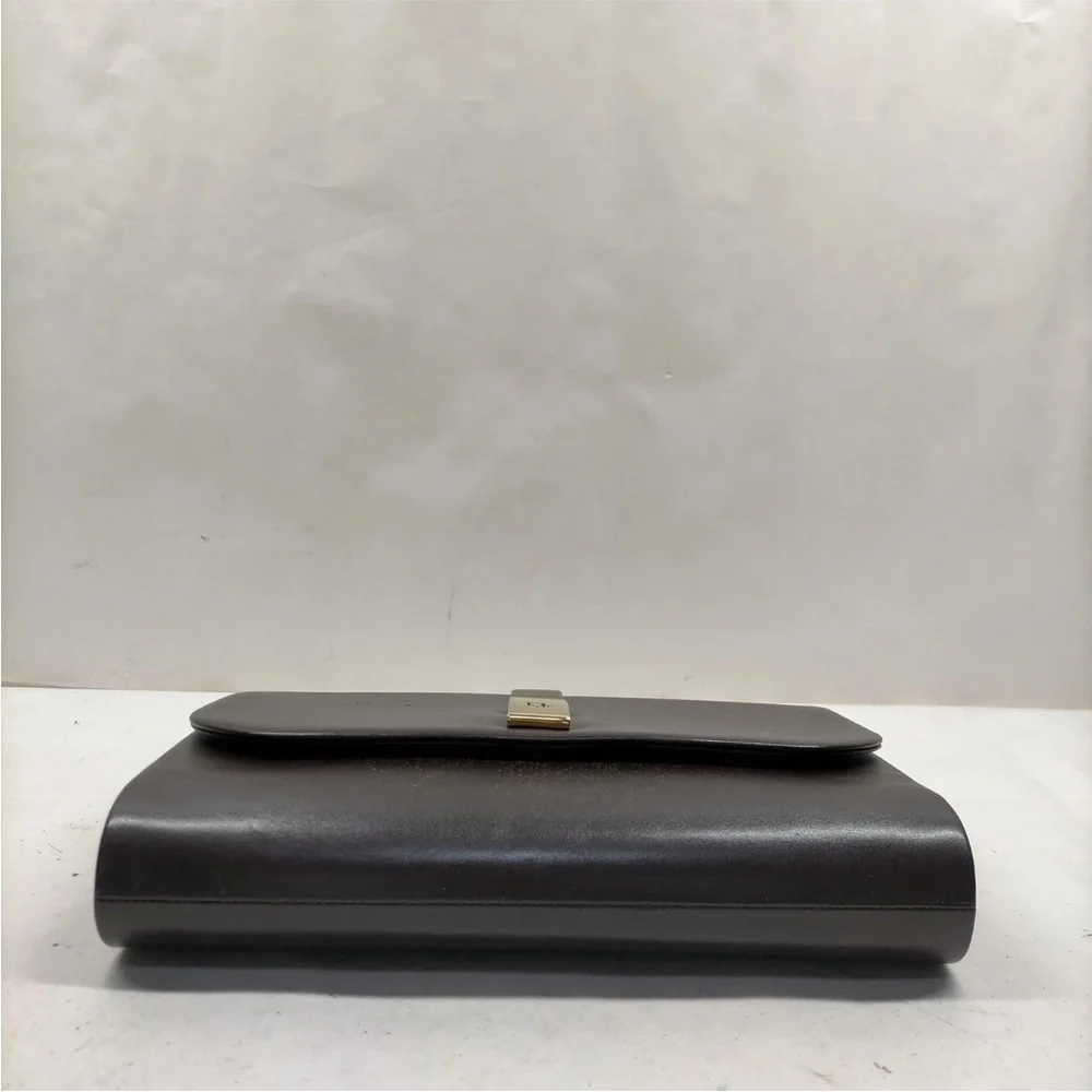 Dior leather shoulder bag brown and gold